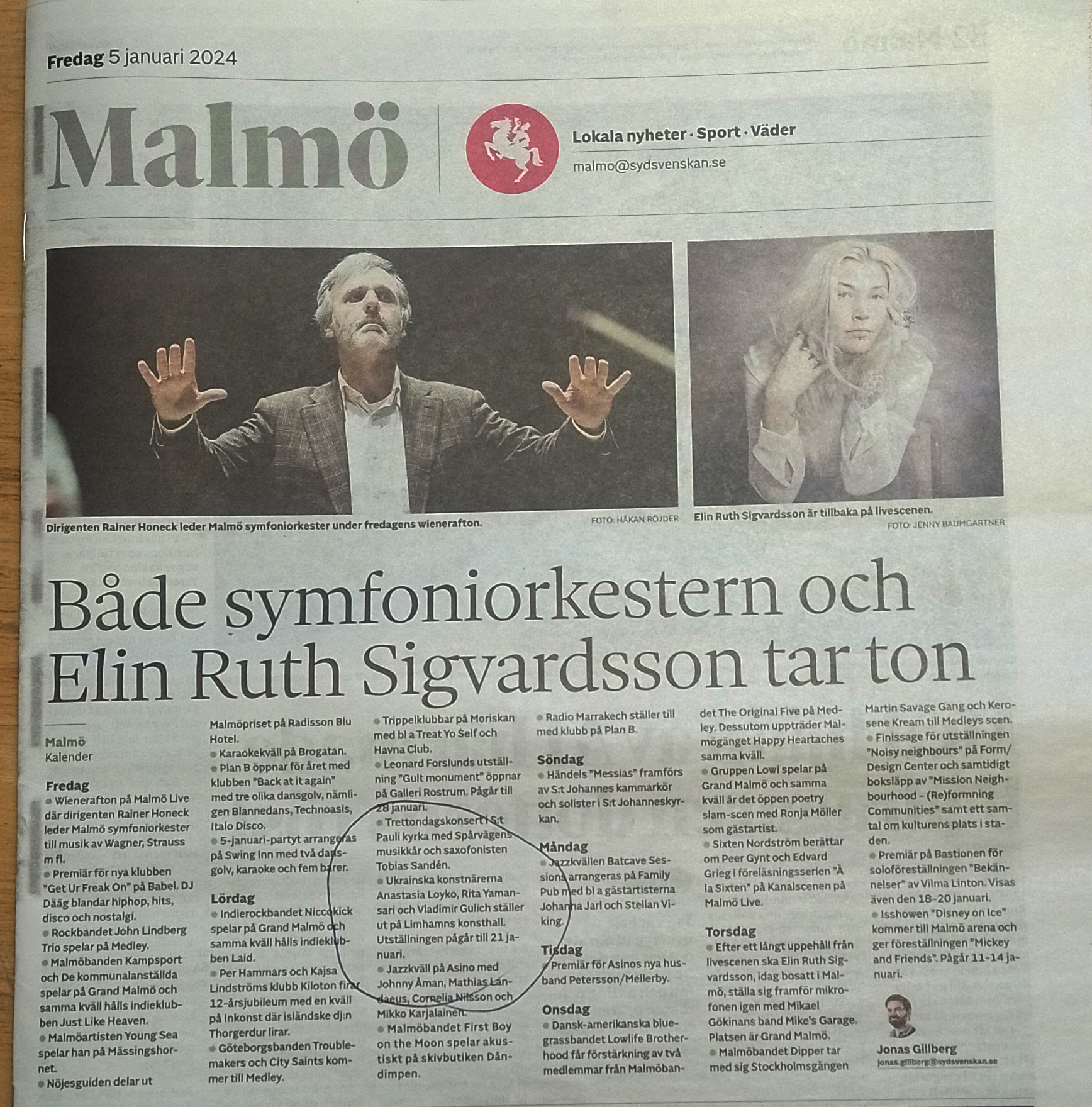 Ukrainian artist in Malmo newspapers